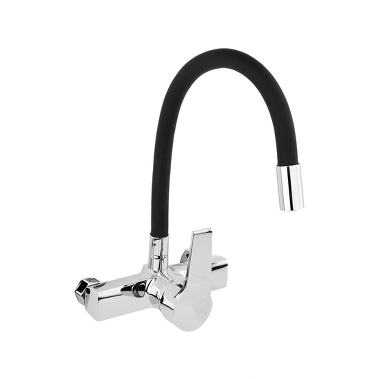 Bateria zlewozmywarkowa ścienna z elastyczną wylewką flexible black