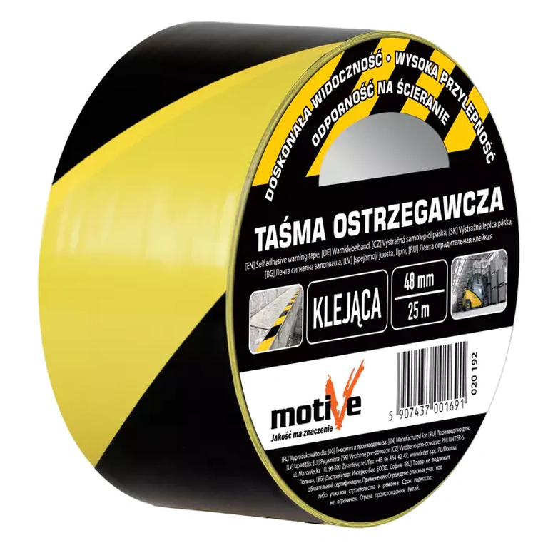 Taśma ostrzegawcza klejąca żółto-czarna